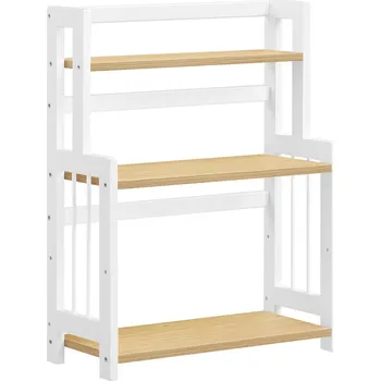 Knihovna REGÁL POLICE KUCHYŇSKÝ ORGANIZÉR NA PRACOVNÍ DESKU DŘEVĚNÝ BÍLÝ NA KOŘENÍ