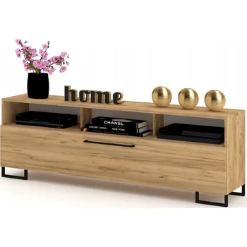 Komoda TV stolek / Komoda Play OPEN CRAFT, provedení Craft, černé nohy, 180 cm