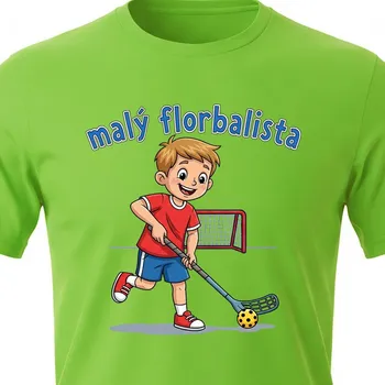 Chlapecké tričko Dětské tričko Malý florbalista - velikost 152, Barva Zelená