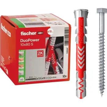 Hmoždinka Hmoždinky FISCHER DUOPOWER + vrut 12x60 10 ks, hmoždinky do betonu