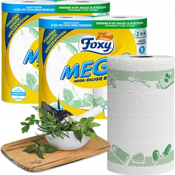 Utěrka Foxy Mega papírové utěrky celulóza v balení 2 ks bílé