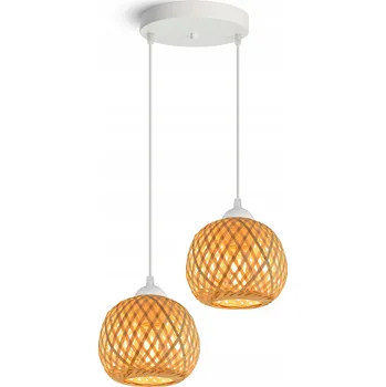 Závěsné Stropní Svítidlo Bambusové Pletené BOHO Přírodní 583-EZ2 LED Bílé
