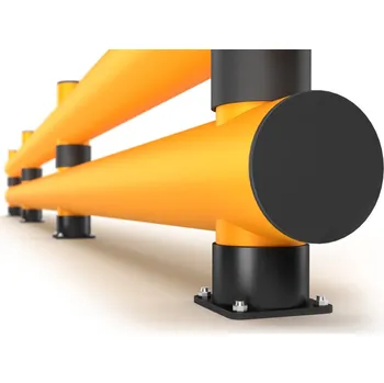 parkovací zábrana Protinárazový ochranný trámek MORAVIA, z plastu, dvojitá laťka, š 4000 mm, žlutý