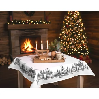 Ubrus vánoční, Zimní krajinka s domečky