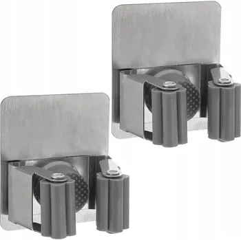 Věšák Ocelový držák na mop, koště a nářadí samolepicí 2 ks