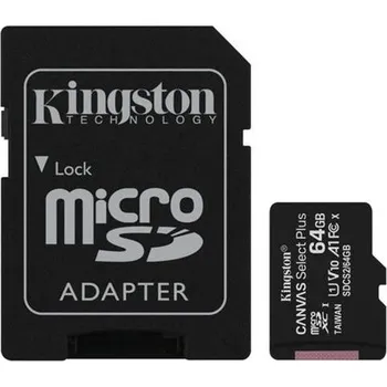 Počítač KINGSTON 64GB microSDXC CANVAS Plus Memory Card 100MB s Read, UHS-I Speed Class, U1, V10, A1 (64GB)