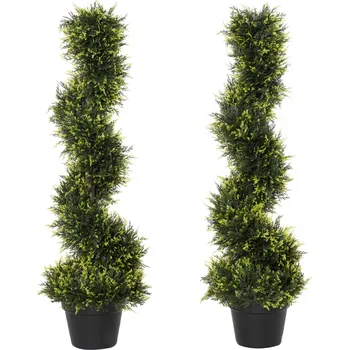 umělá květina Sada 2 umělých cedrových stromů 90 cm | zelená