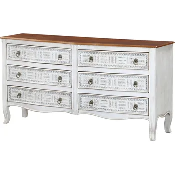 Komoda SANU BABU Šuplíková komoda s ručně vyřezávanými šuplíky, 175x45x89cm