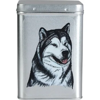 Dóza na potraviny Plechová dóza s obrázkem psa plemene aljašský malamut