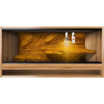 Teraristika ReptiEye Terárium z lamina 60x40x40 smrk s 3D stěnou vybavené – varianta D Varianta terária: terárium + UVB žárovka, halogen a zářivka