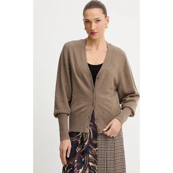 Dámský svetr Kašmírový kardigan BOSS Fuvrona dámský, hnědá barva, 50548814 88X, vel. L