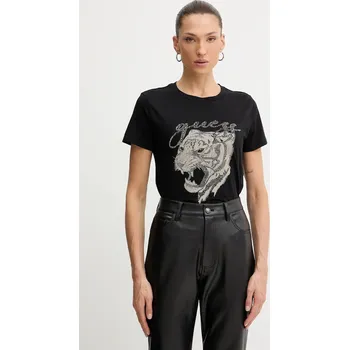 Dámské tričko Bavlněné tričko Guess dámské, černá barva, W5BI32 K9RM1 W5BI32.K9RM1 99X, vel. XL