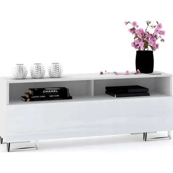 Komoda TV stolek / Komoda Play OPEN 120 BÍLÁ Lesklá GLAM