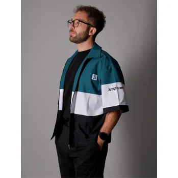 Pánská košile Pánská košile premium ALTISPORT VOJ/ALM051KOS01 PETROLEJOVÁ/ČERNÁ XXL