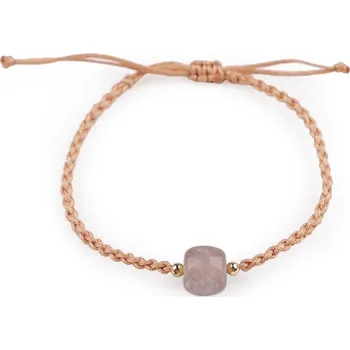 Náramek Náramek shamballa se skleněným korálkem - 5 béžová