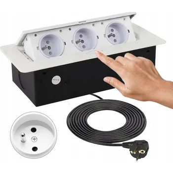 Elektrická zásuvka Zásuvka vestavná BarON 3x250V bílá, do desky