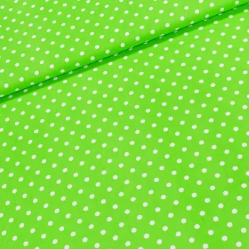 Bavlněné plátno Jolana JO005/35 větší bílý puntík na světle zelené, š.150cm (látka v metráži)