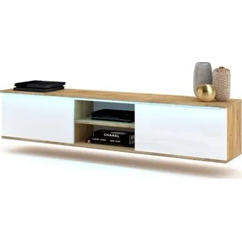 Komoda Závěsná skříňka pod TV s vysokým leskem bílá Craft 140