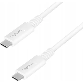 Datový kabel USB 4 Gen3x2 kabel LogiLink CU0180 USB-C - USB-C, samec/samec, bílý, 0,8 m