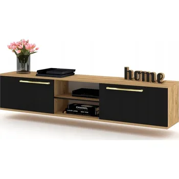 Komoda Závěsná skříňka pod TV komoda Dub Craft Černá + Zlatá