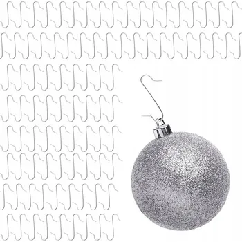 Vánoční dekorace Kovové háčky na vánoční ozdoby stříbrné 50 ks