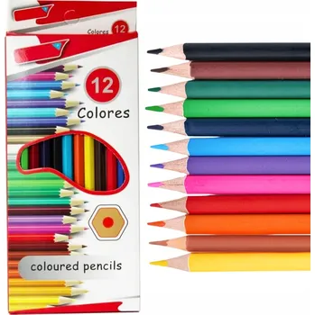 Kresba Školní Pastelky 12 Kusů barev kulaté intenzivní