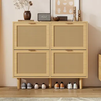 Botník Botník se 4 výklopnými zásuvkami a kovovými úchyty