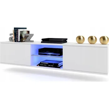 Komoda Závěsná skříňka / komoda pod TV GLORIA bílá s LED osvětlením 160 cm