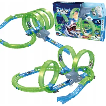 autodráha AUTODRÁHA TUNEL ŽRALOK AUTO NA DÁLKOVÉ OVLÁDÁNÍ SMYČKY 44 DÍLKŮ