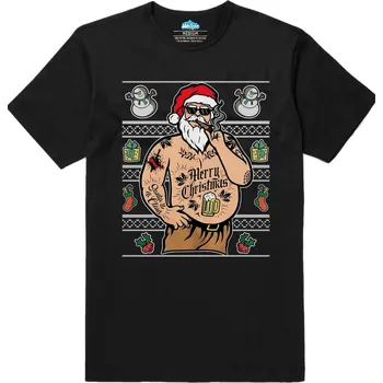 Pánské tričko Pánské tričko Potetovaný Santa Claus (Velikost: M, Barva: Černá)