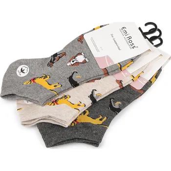 pracovní ponožka Bavlněné ponožky kotníkové psi Emi Ross unisex Varianta: 2 (vel. 39-42) mix náhodných barev, Balení: 3 pár