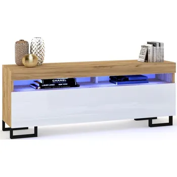 Komoda TV stolek / Komoda Play Craft Bílá Lesk LED 120 cm