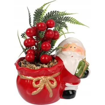 Vánoční dekorace Keramická vánoční ozdoba Mikuláš se sukulentem