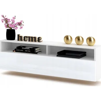 Komoda Závěsná skříňka RTV komoda PLAY OPEN bílý lesk