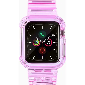 Řemínek na hodinky Hurtel Silikonový řemínek a náramek, pouzdro a svítidlo pro Apple Watch 40mm - červený