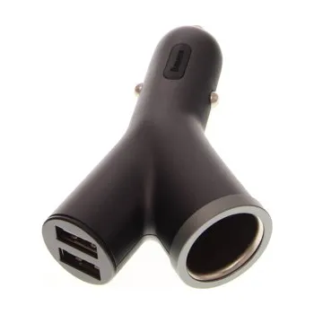 Baseus CCALL-YX01 Y Type Dual USB + Extender nabíječka do auta černá