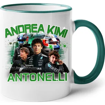 Keramický hrnek F1 - Andrea Kimi Antonelli, Barva Zelená, Velikost 330 ml, Canvas Keramický hrnek s barevným uchem Bezvatriko.cz 2914