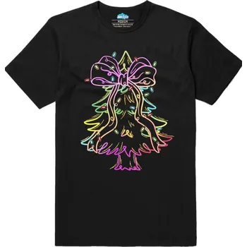 Pánské tričko Pánské tričko Neonový Vánoční Stromeček (Velikost: 3XL, Barva: Černá)