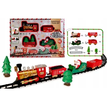 Vláček a vláčkodráha ARTYK VÁNOČNÍ VLÁČEK s Mikulášem, lokomotiva, vagóny, koleje 3+