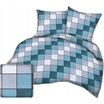 Povlečení Krepové povlečení 160x200 vzor pikniková mřížka tyrkysová