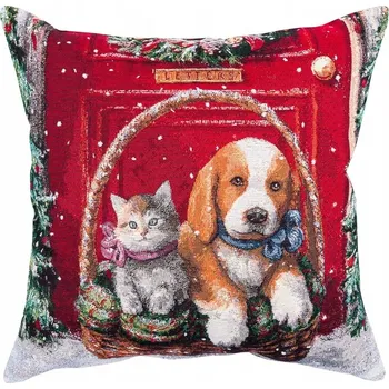 Povlak na dekorativní polštářek Vánoční povlak na polštář Koš s dárky 45x45 cm