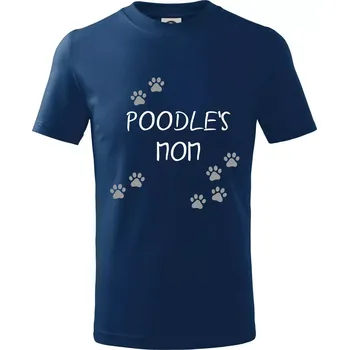 Chlapecké tričko Poodle`s mom Pudl) (Reflexní tlapky) - Tričko dětské bavlněné - 134 cm/8 let ( Půlnoční modrá )
