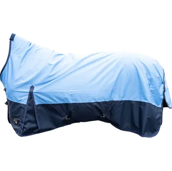 Deka pro koně Nepromokavá deka s vyšším krkem HKM Norwich - 0g, světle modrá/tmavě modrá, 155 cm