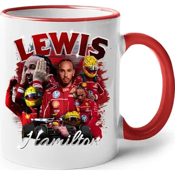 Keramický hrnek F1 - Lewis Hamilton, Barva Červená, Velikost 330 ml, Canvas Keramický hrnek s barevným uchem Bezvatriko.cz 2852