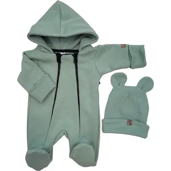 Dětský overall Kazum Oteplený dětský overal se šlapkama a kapucí + čepička, 2D, zelená, vel. 62