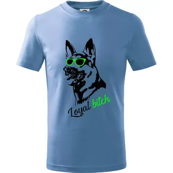 Chlapecké tričko Německý ovčák - loyal bitch - Tričko dětské bavlněné - 134 cm/8 let ( Pyžamově světlá modrá )