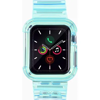 Řemínek na hodinky Hurtel Silikonový řemínek a náramek, pouzdro a svítidlo pro Apple Watch 40mm - modrý