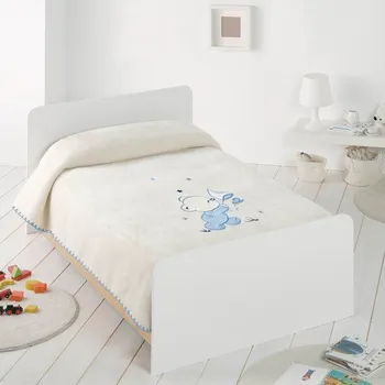 Dětská deka Dětská španělská deka Piel s výšivkou 110 x 140 cm - Medvídek, světle modrá, PIEL S.A.