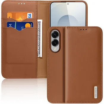 Pouzdro na mobilní telefon Pouzdro Dux Ducis Hivo pro Samsung Galaxy S25 Edge s flipem a RFID ochranou - hnědé