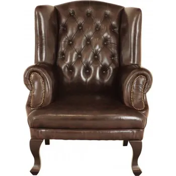 Křeslo Indický nábytek - Křeslo Brusel z pravé hovězí kůže Brown Brown